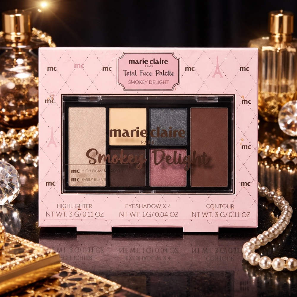 Marie Claire Paris Total Face Palette – Smokey Delight, Talc Free, NIB